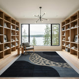 Abstract Leopard Wave Navy Area Rug