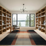 Geometric Halftone Stripe Area Rug Black Orange White