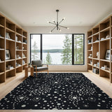 Black White Geometric Dots Area Rug