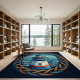 Rope-Framed Nautical Lighthouse Area Rug