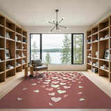 Cascading Pink Hearts Area Rug