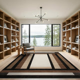 Brown and Tan Geometric Striped Area Rug