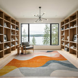 ODIKA Modern Abstract Wavy Area Rug - Washable Low Pile Non-Slip