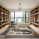 Geometric Sleeping Cats Area Rug