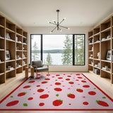 Playful Strawberry Pink Fruit Pattern Rug