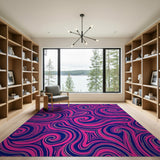 Swirling Pink Navy Abstract Area Rug