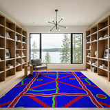 Vibrant Red Zigzag Green Wave Blue Geometric Rug