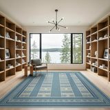 Geometric Modern Blue Teal Geometric Woven Area Rug