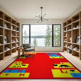 Vibrant Kids Cartoon Elephant Dino Area Rug