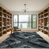 Isometric Cyberpunk City Grey Area Rug