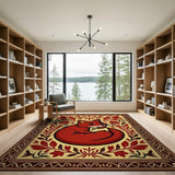 Charming Red Fox Floral Persian Rug