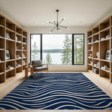 Navy Blue Wavy Waves Area Rug