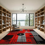 Bold Red Bold Red Geometric Abstract Area Rug