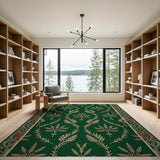 Emerald Green Gold Leaf Berry Persian Area Rug