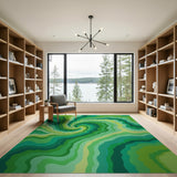 Emerald Swirl Abstract Area Rug