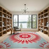 Vibrant Red Mandala Floral Area Rug