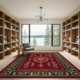 Elegant Red Gold Floral Medallion Rug