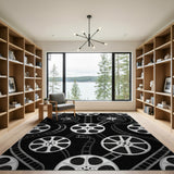 Cinematic Film Reel Black White Area Rug