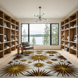 Gold and Silver Golden Starburst Geometric Area Rug