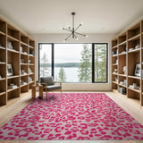 Vibrant Pink Leopard Print Boho Area Rug