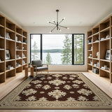 Ornate Brown Floral Persian Area Rug