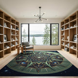 Teal Celestial Mandala Area Rug