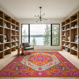 Multi-color and Patterns Traditional Persian Vibrant Multi-Color Persian Medallion Area Ru