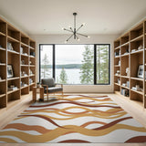 Fluid Wavy Brown Tan Abstract Area Rug