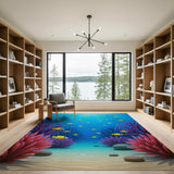 Vibrant Underwater Coral Reef Yellow Fish Rug
