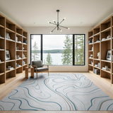 Blue Teal Marble Swirl Abstract Area Rug