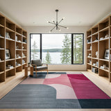 Modern Geometric Navy Pink Area Rug