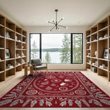 Festive Red Christmas Ornament Rug