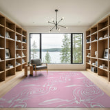 Abstract Area Pink Swirling Abstract Area Rug