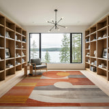 Multi-color and Patterns Modern Orange Geometric Abstract Area Rug