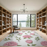 Blush Peony Floral Pattern Area Rug