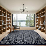 Intricate Black White Tribal Mask Area Rug