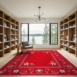 Bold Red Floral Border Area Rug