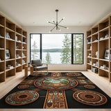 Southwestern Quails Cactus Desert Mandala Rug