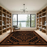 Bold Orange Black Geometric Heritage Rug
