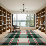 ODIKA Classic Red and Green Plaid Washable Area Rug - Low Pile, Non-Slip, Pet & Kid Friendly