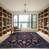 Navy Persian Star Medallion Paisley Rug