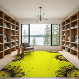 Cheerful Smiling Sunflower Yellow Area Rug