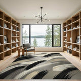 Abstract Brushstroke Area Rug in Neutral Tones
