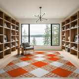 Vibrant Orange Diamond Check Area Rug