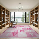 Playful Pink Block Letter Kids Area Rug