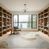 Neutral Beige Wavy Abstract Area Rug