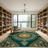 Ornate Emerald Green Persian Medallion Traditional Persian Rug