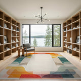 Geometric Modern Vibrant Curved Geometric Multi-Color Area Rug