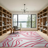 Pink Pink Fluid Waves Abstract Area Rug