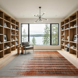 Beige to Rust Distressed Horizontal Stripe Area Rug